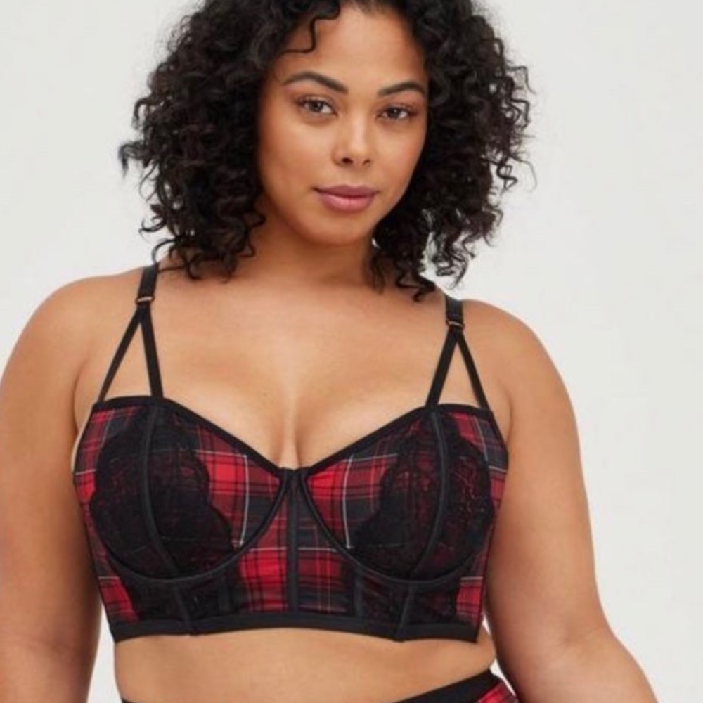 NWT torrid bralette - red plaid bra 0x